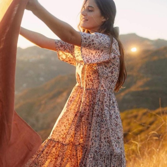 Christy Dawn Theo Dress in Sand Anemone Vine - Picture 2 of 8